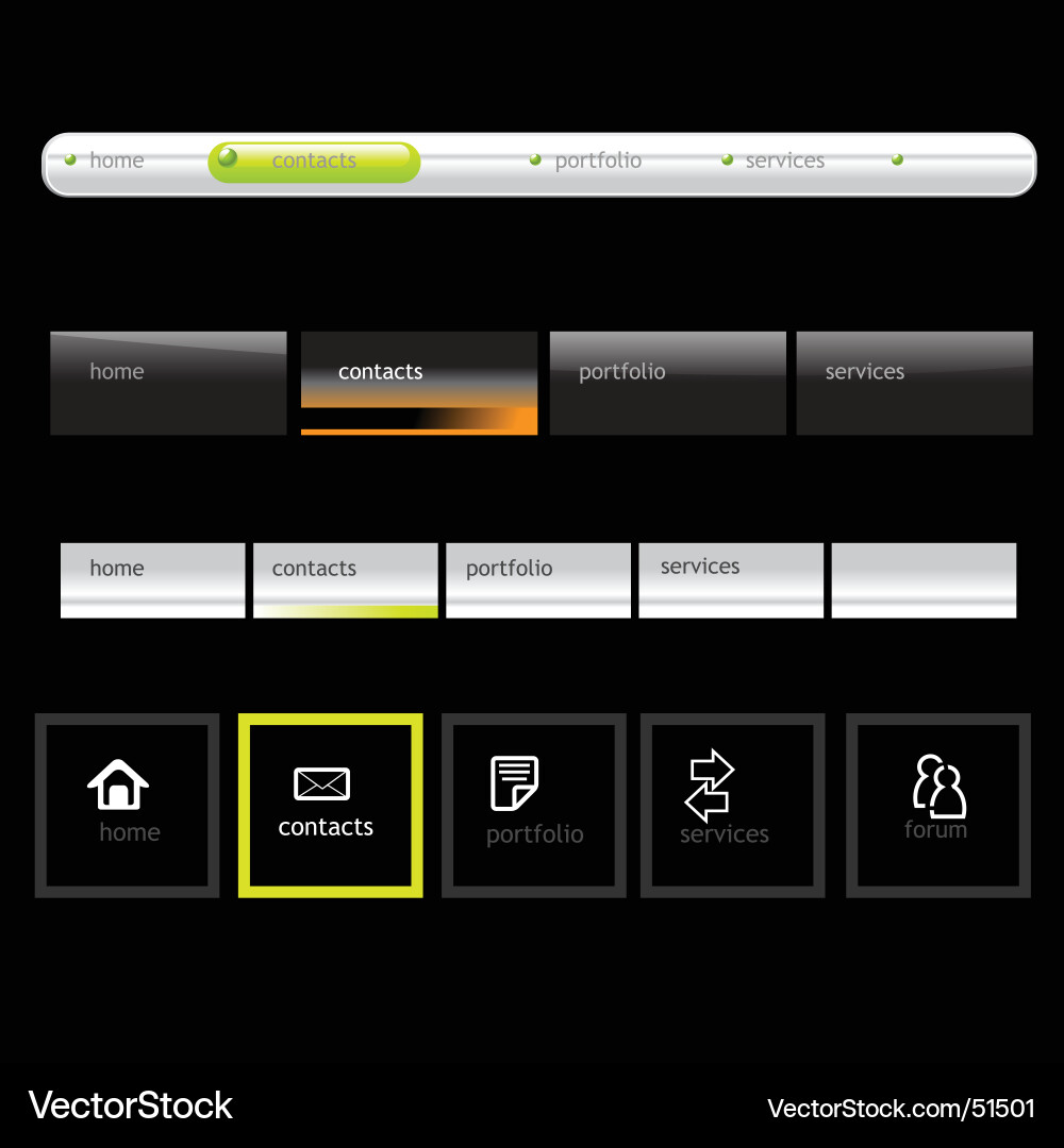 Menu Icons - Dark Background Vector Image
