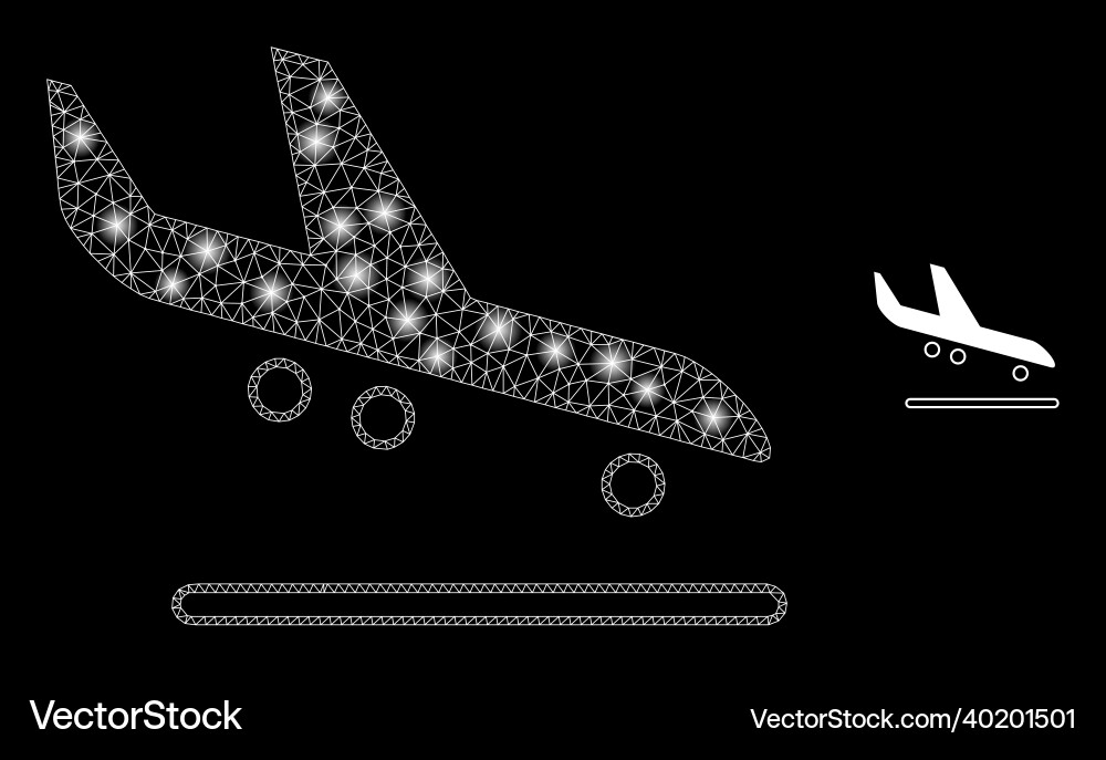 Mesh web airplane arrival with light Mesh web airplane arrival with light vector image