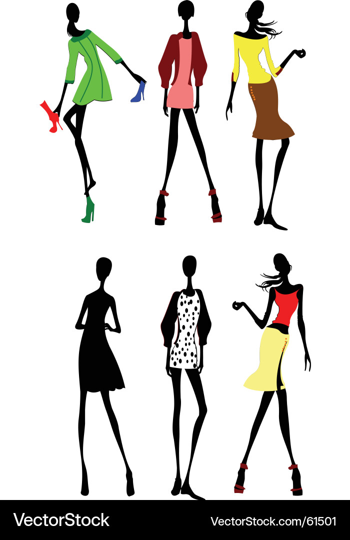 Mode Figur Sketches Vektorbild