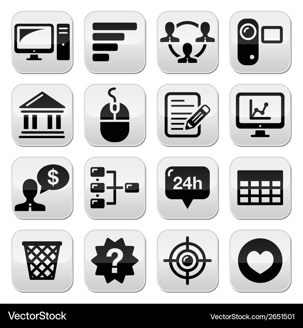 Navigation Buttons - Set of Black Icons Vector Image