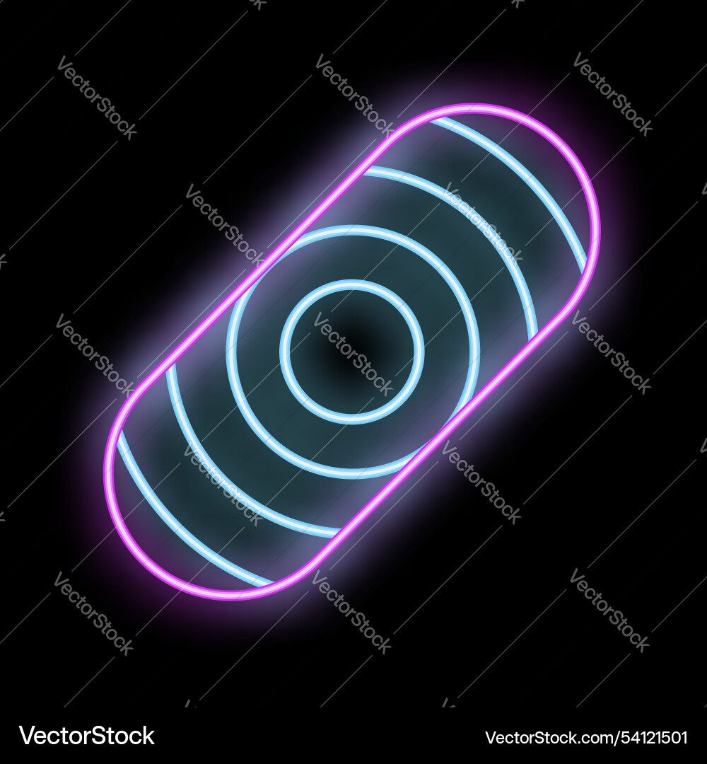 Neon sign showing fingerprint scanner icon on dark Vector Image