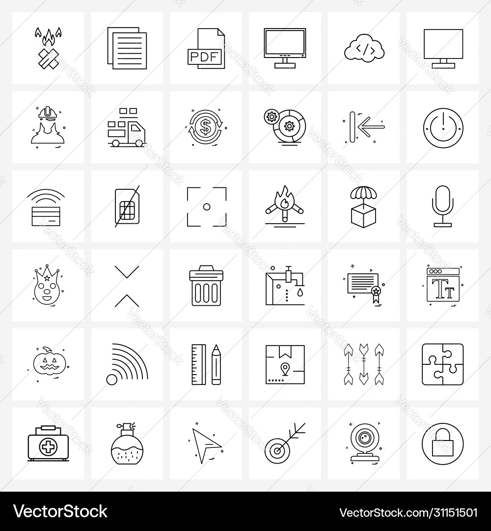 Set 36 simple line icons for web and print Vector Image