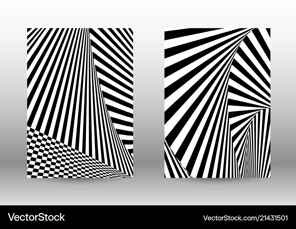 Set of abstract patterns with distorted lines vector image