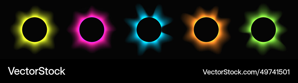 Set of circle illuminate light frames with color Set of circle illuminate light frames with color vector image
