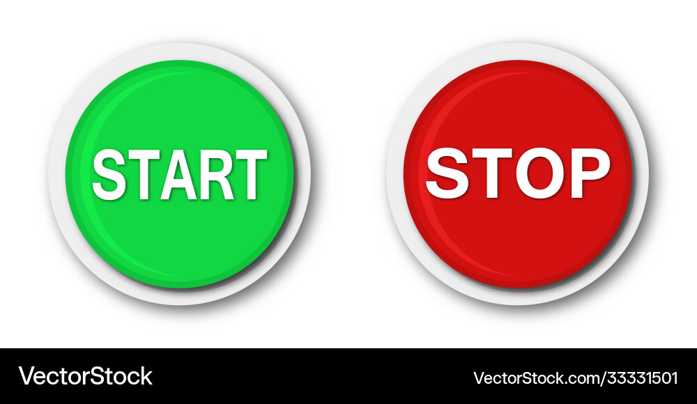 Start and stop buttons round Start and stop buttons round vector image