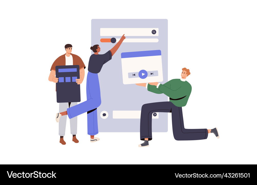 Ux ui designers team at work web design digital Vector Image