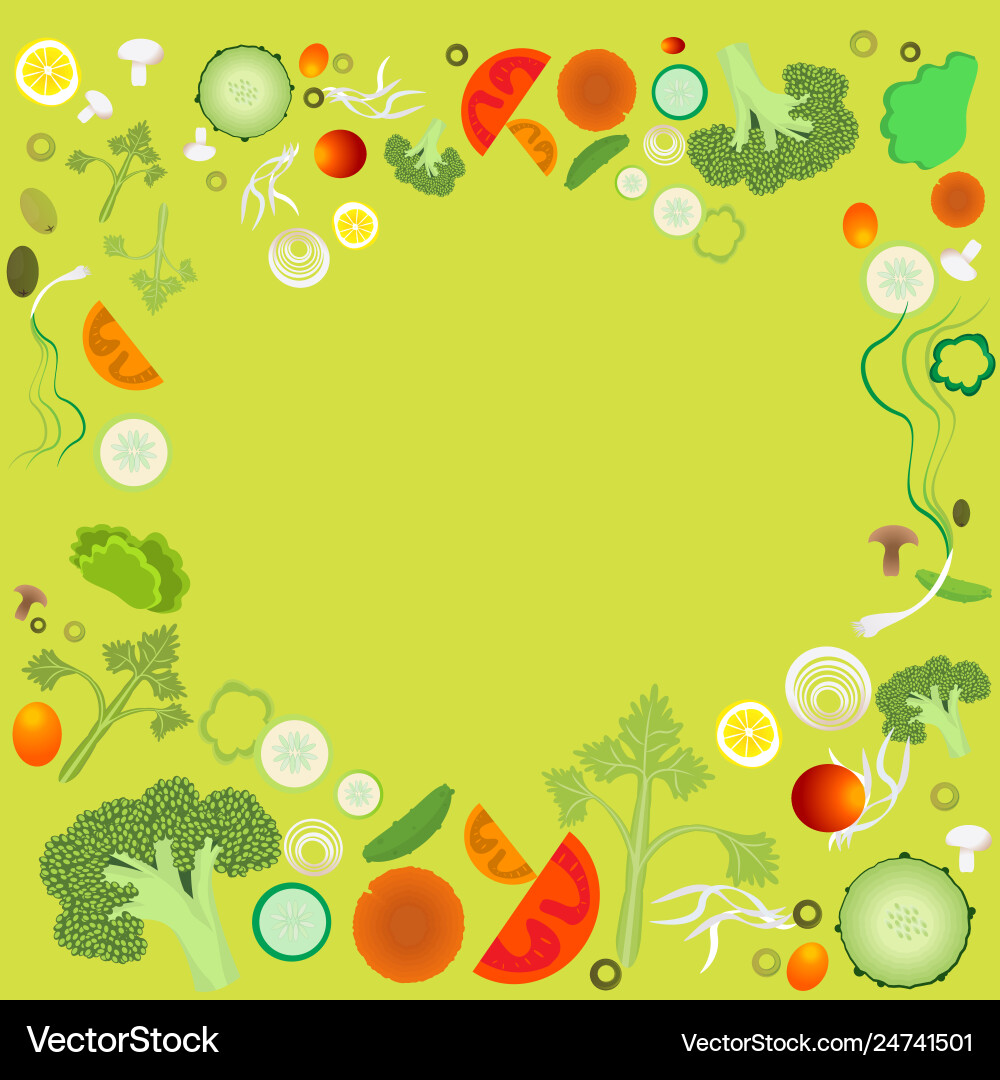 Vegetable pattern frame for web and print Vector Image