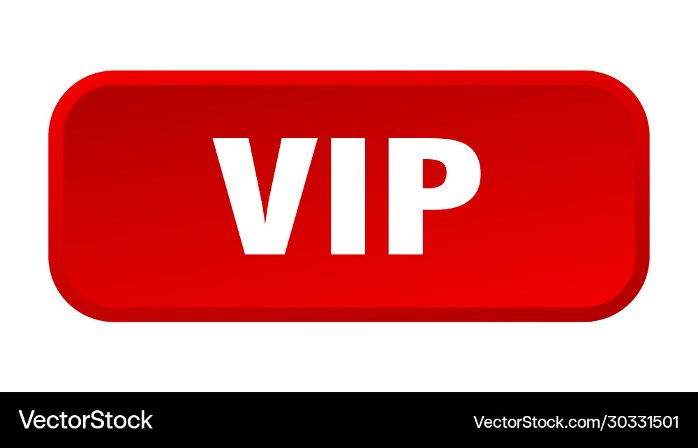 Vip button square 3d push vector image