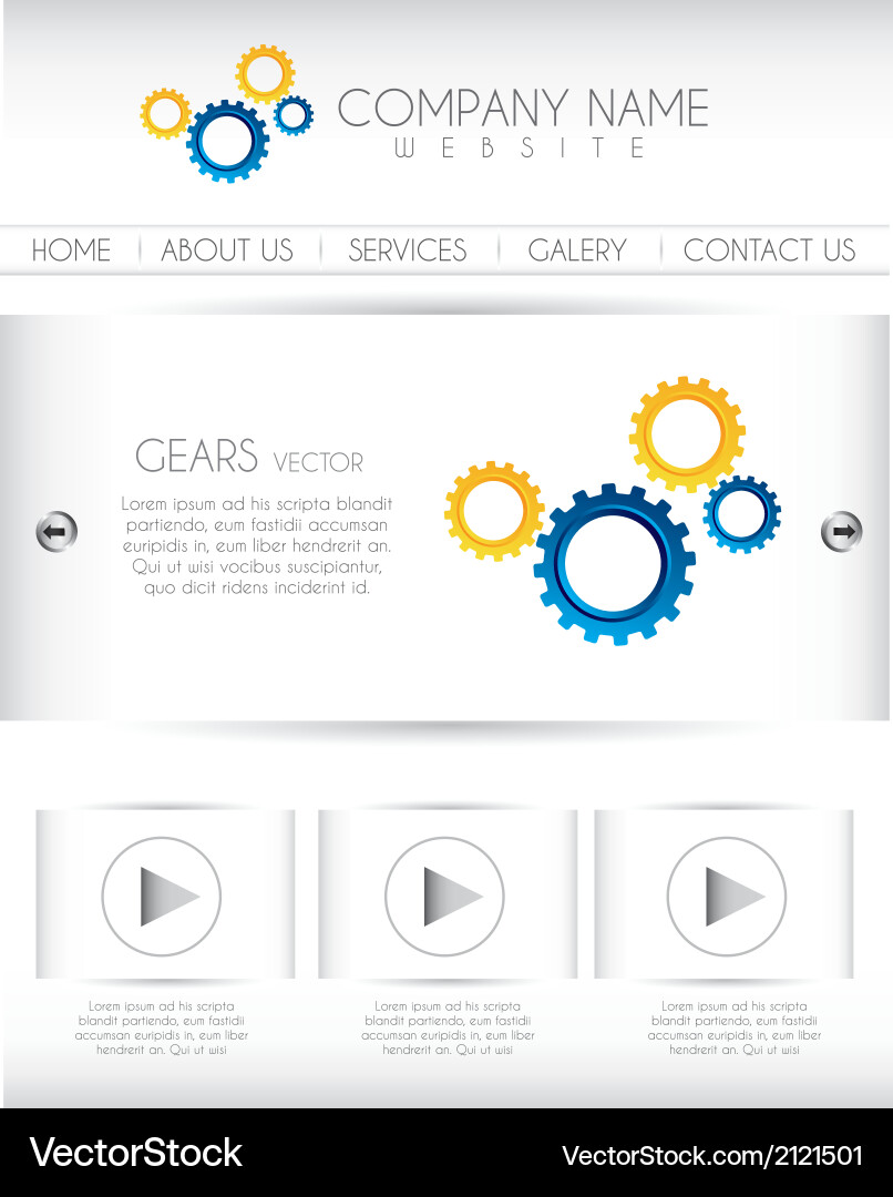 Website with geras and buttons vector image