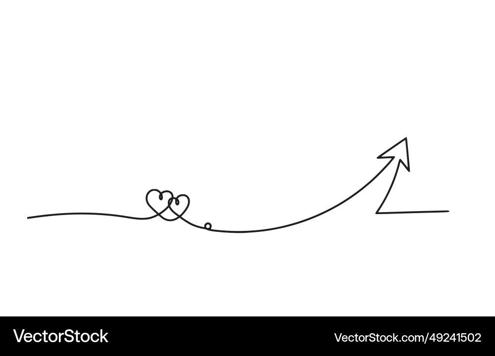 Abstract hearts with direction as continuous line Abstract hearts with direction as continuous line Vector Image