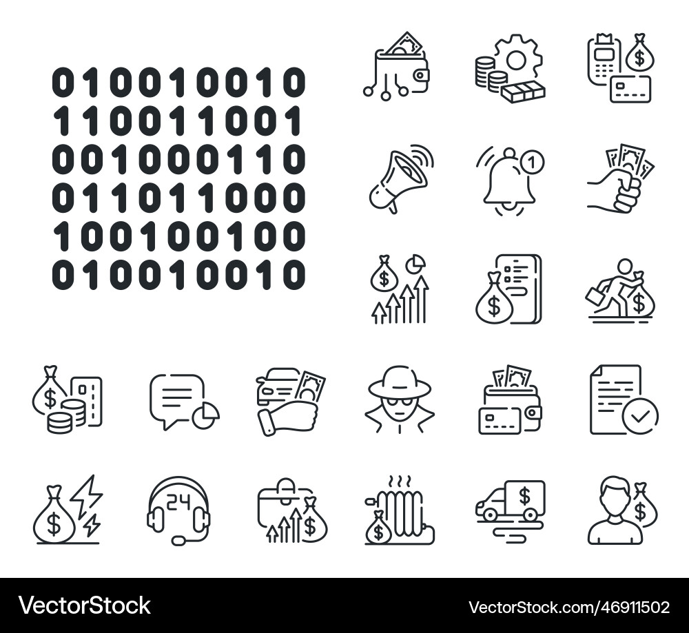 Binary code line icon computer machine sign Binary code line icon computer machine sign vector image