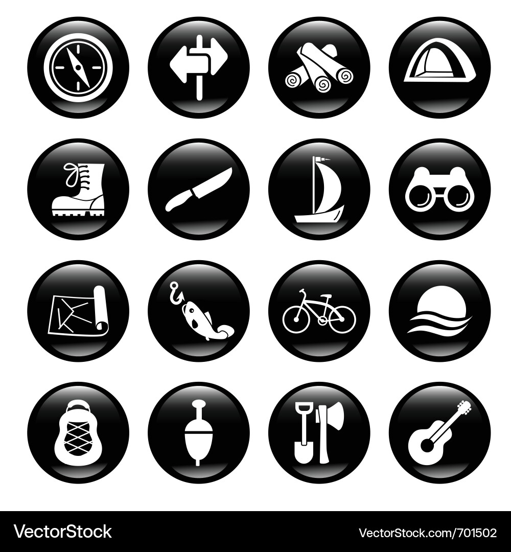 Camping Icon Set Royalty Free Vector Image - VectorStock