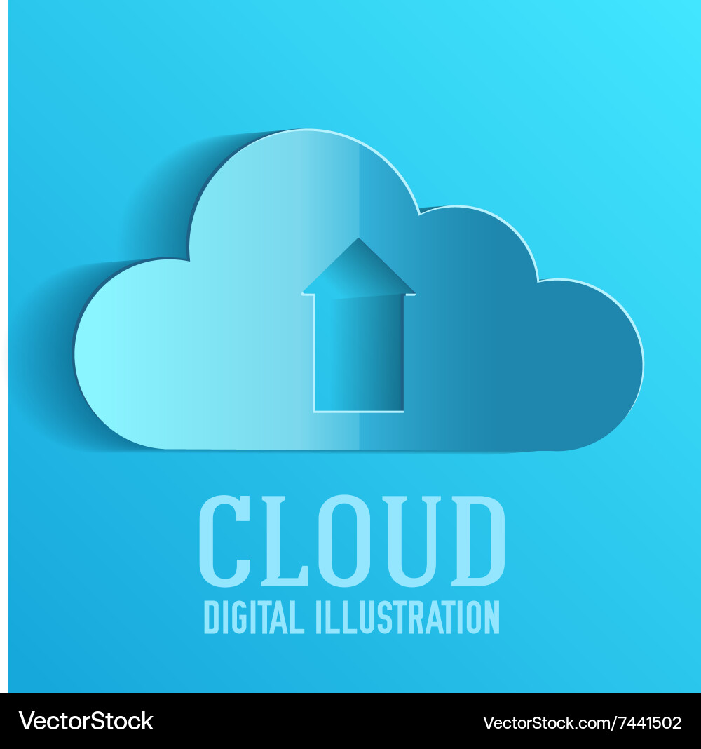 Cloud upload information on server vector image