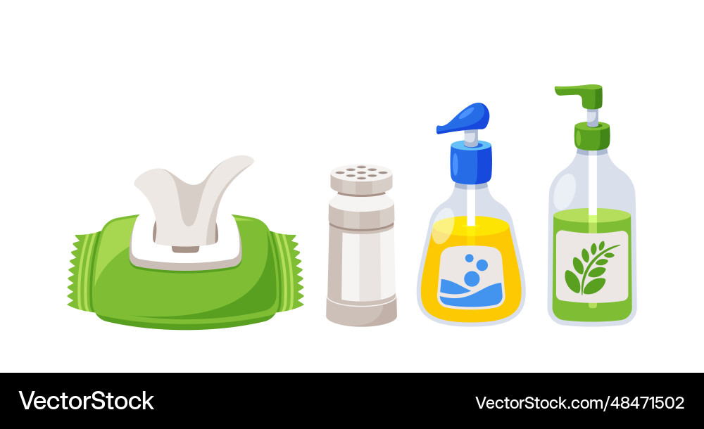 Complete hygiene set includes soap shampoo Vector Image