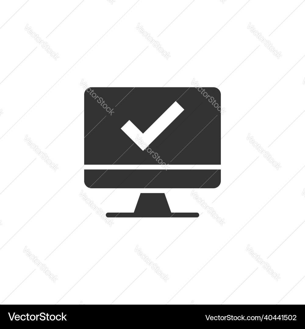 Computer check mark icon in flat style survey Computer check mark icon in flat style survey Vector Image