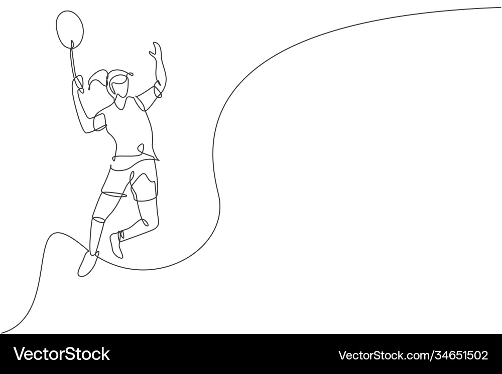 Dynamic Badminton Player - Single Line Art vector image