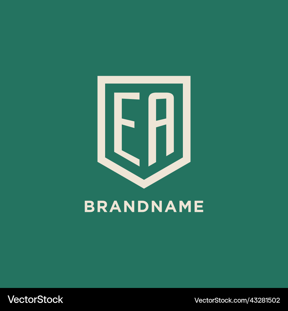 Ea initial logo monogram shield geometric shape Ea initial logo monogram shield geometric shape vector image