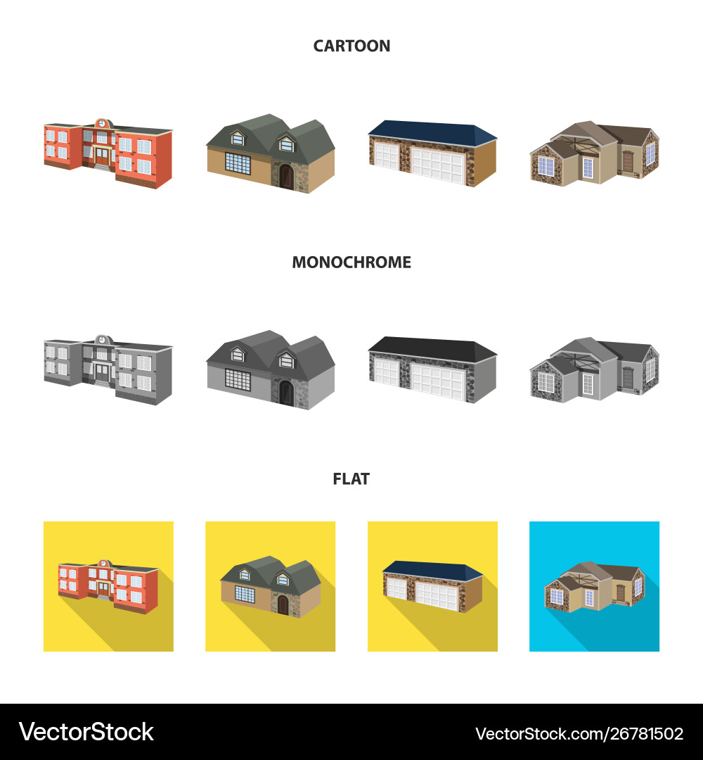 Isolated object facade and housing symbol set Isolated object facade and housing symbol set vector image