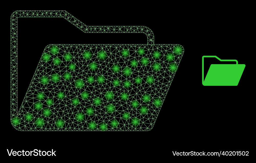 Mesh web folder with glowing carcass Mesh web folder with glowing carcass vector image