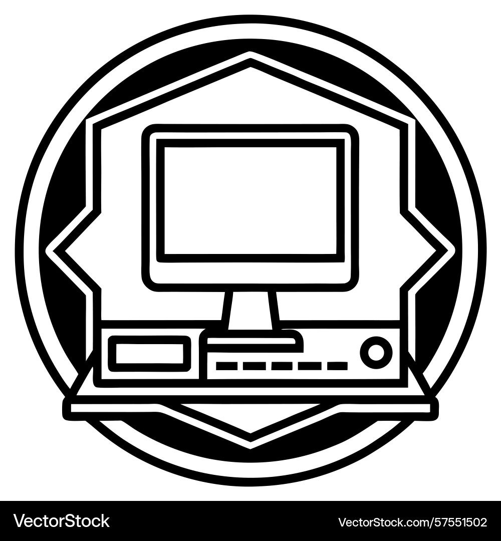Modern computer display icon depicting technology vector image