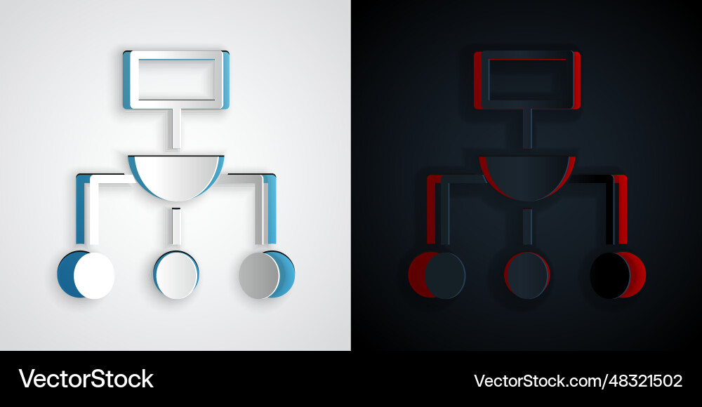 Paper cut algorithm icon isolated on grey Paper cut algorithm icon isolated on grey vector image