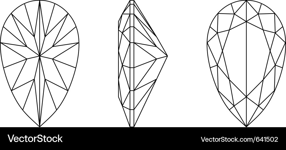 Pear Shape Gemstone Outline Vector Image