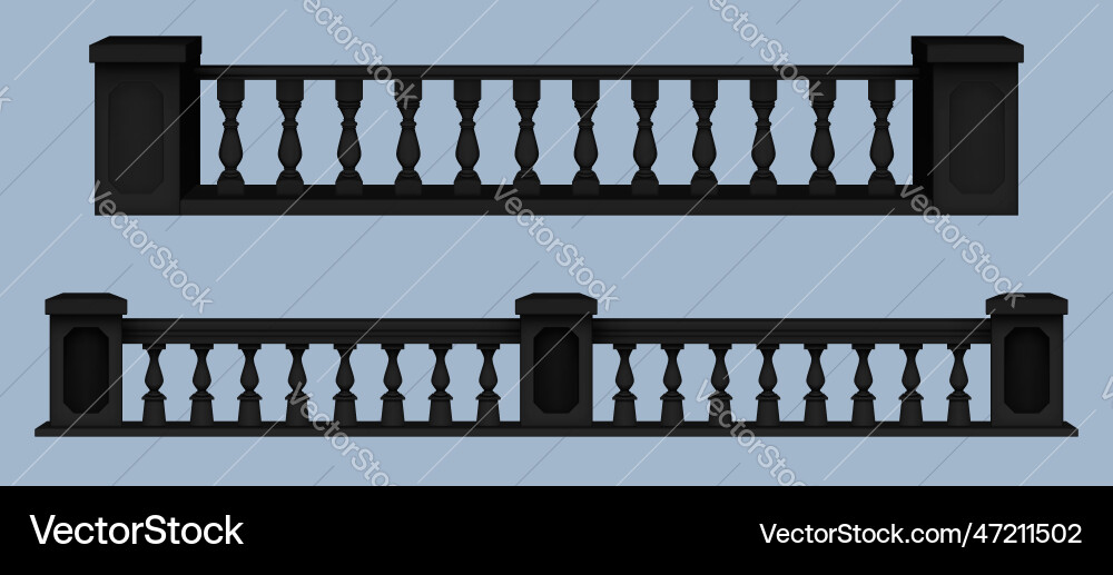 Realistic 3d set of classical balustrade handrails Realistic 3d set of classical balustrade handrails vector image