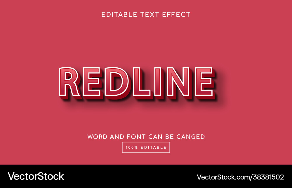 Red line 3d editable text effect template vector image