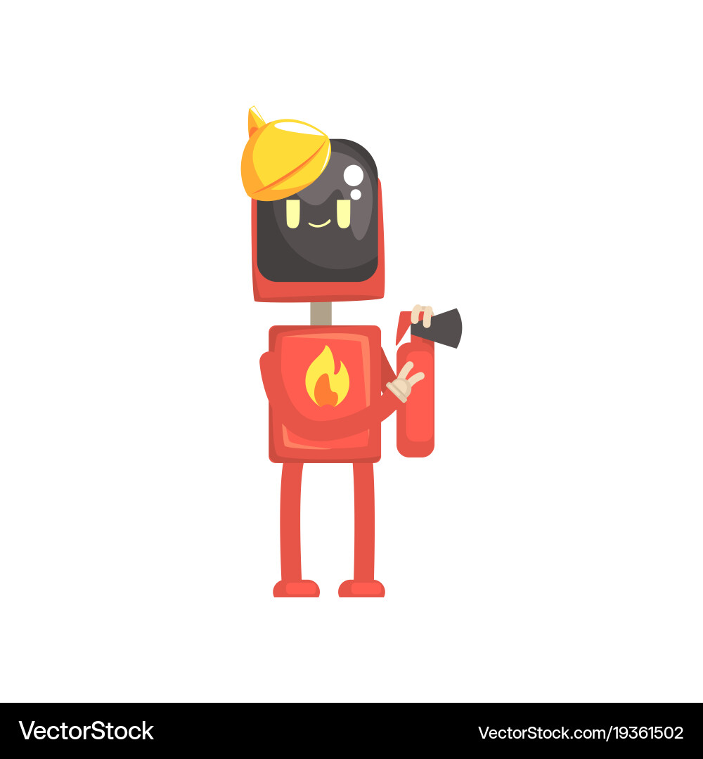 Robot fireman character android in red uniform Vector Image