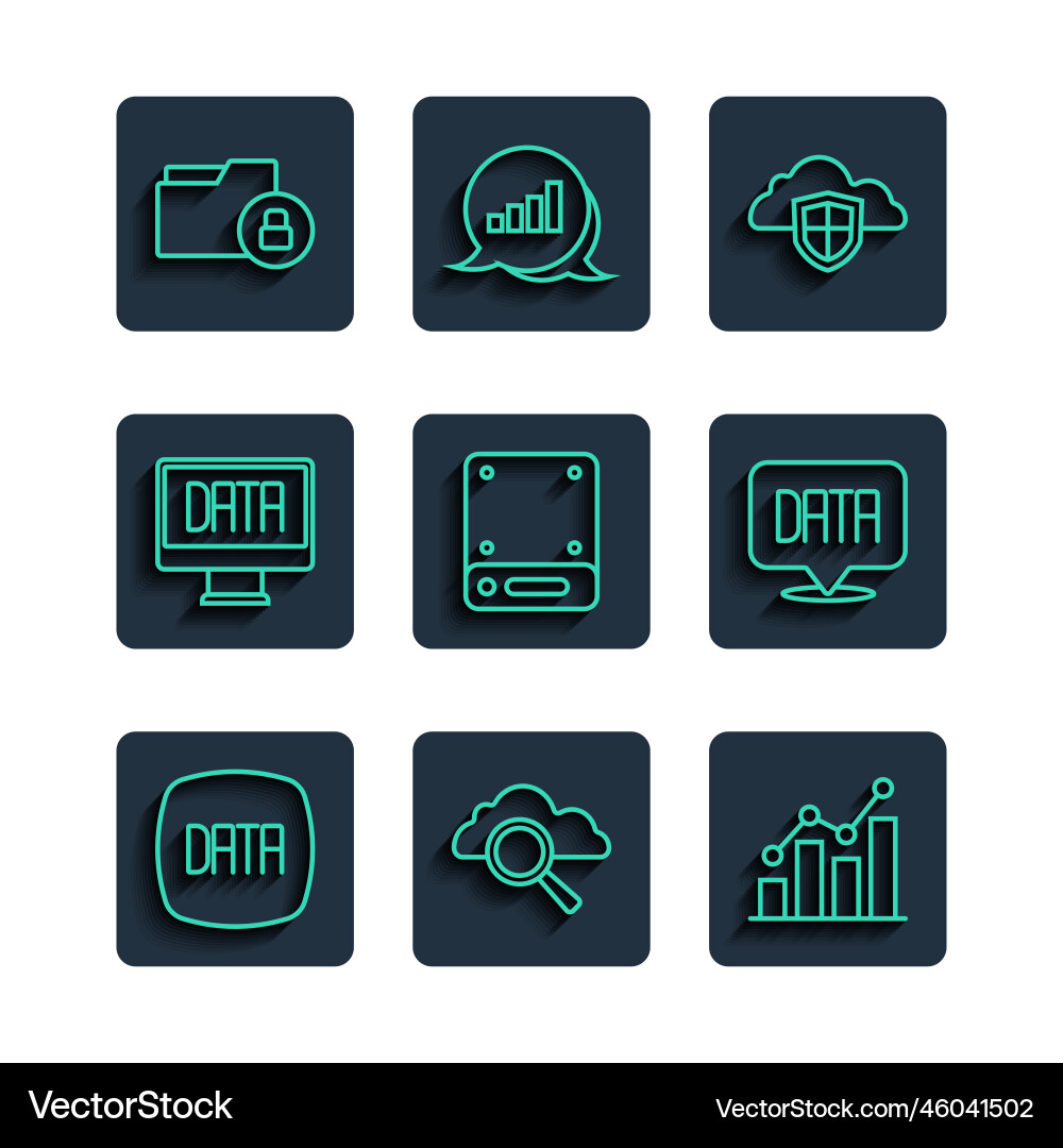 Set line data analysis search cloud computing Vector Image