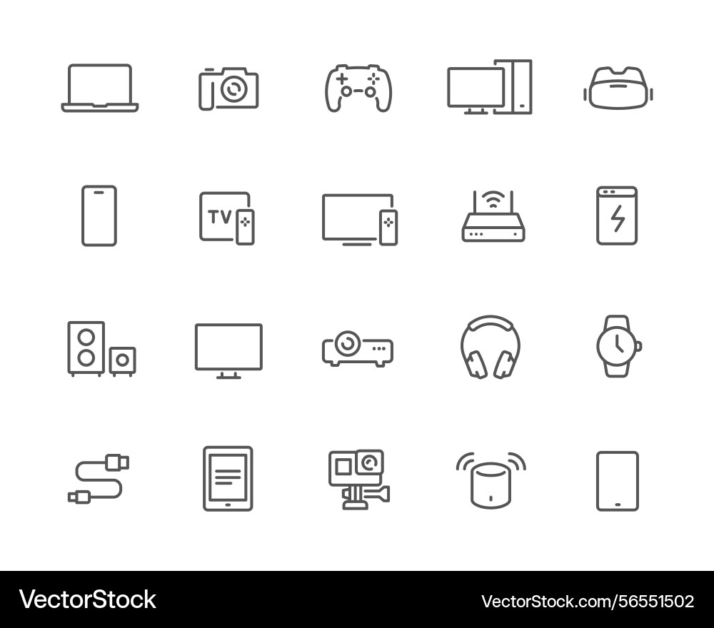 Set of editable linear icons for electronic Set of editable linear icons for electronic vector image