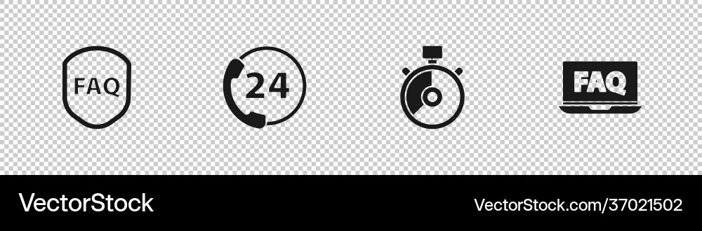 Set shield with text faq telephone 24 hours Vector Image
