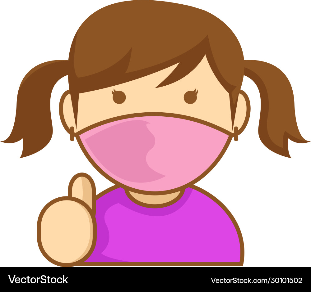 Simple cute girl wear a mask Simple cute girl wear a mask vector image