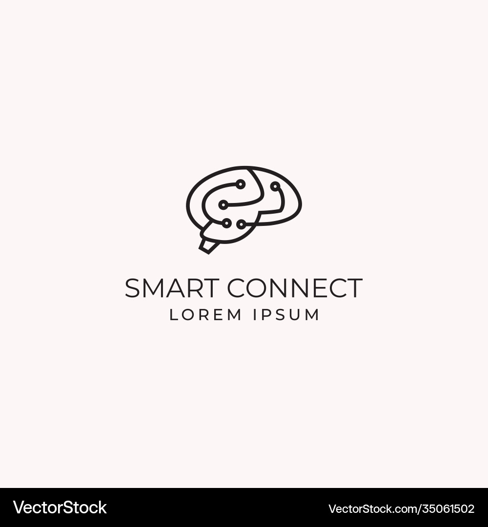 Tech brain with electric circuit board simple Tech brain with electric circuit board simple vector image