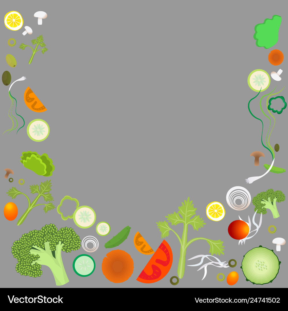 Vegetable pattern frame for web and print Vector Image