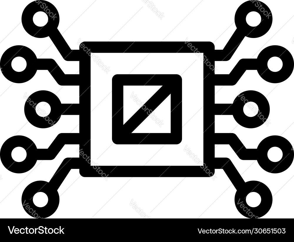 Ai processor icon outline style Ai processor icon outline style Vector Image
