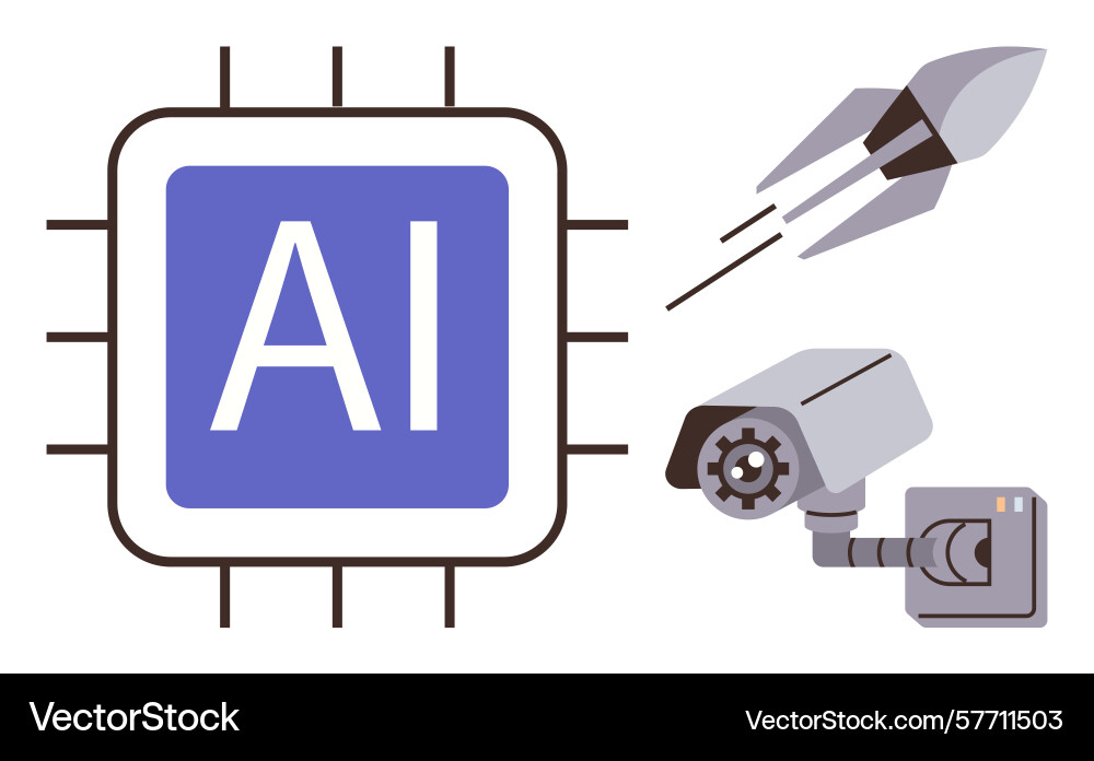Artificial intelligence in technology with camera vector image