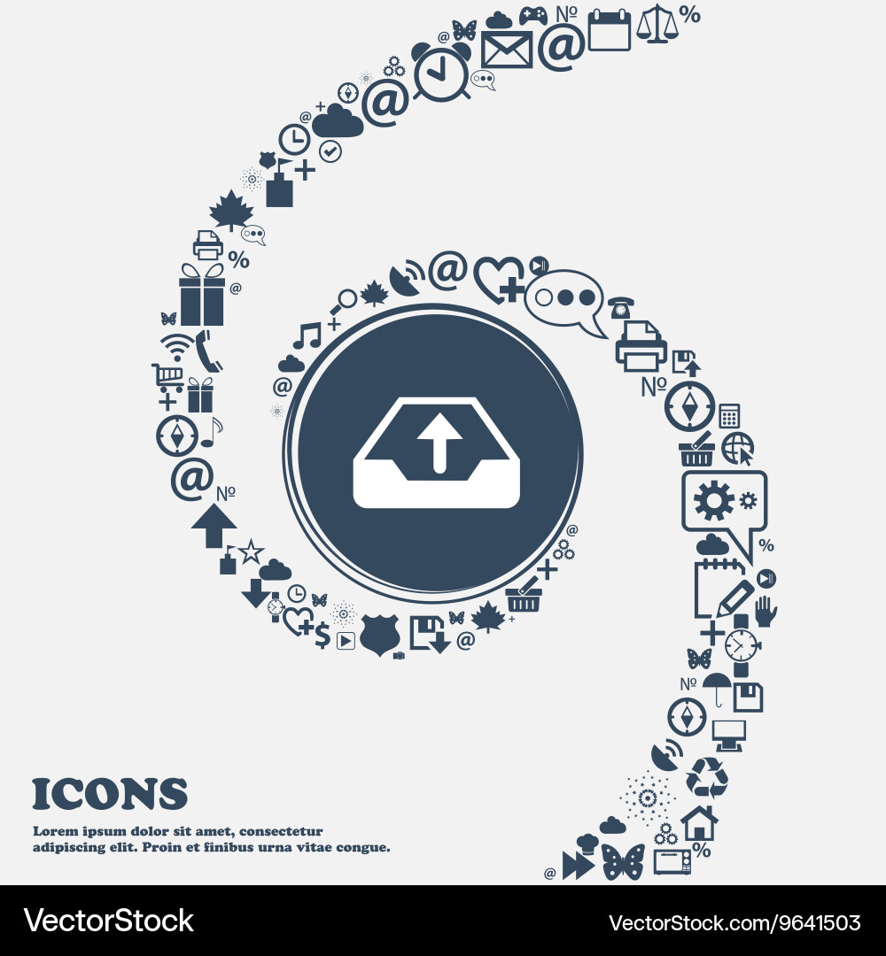 Backup icon in the center around many vector image