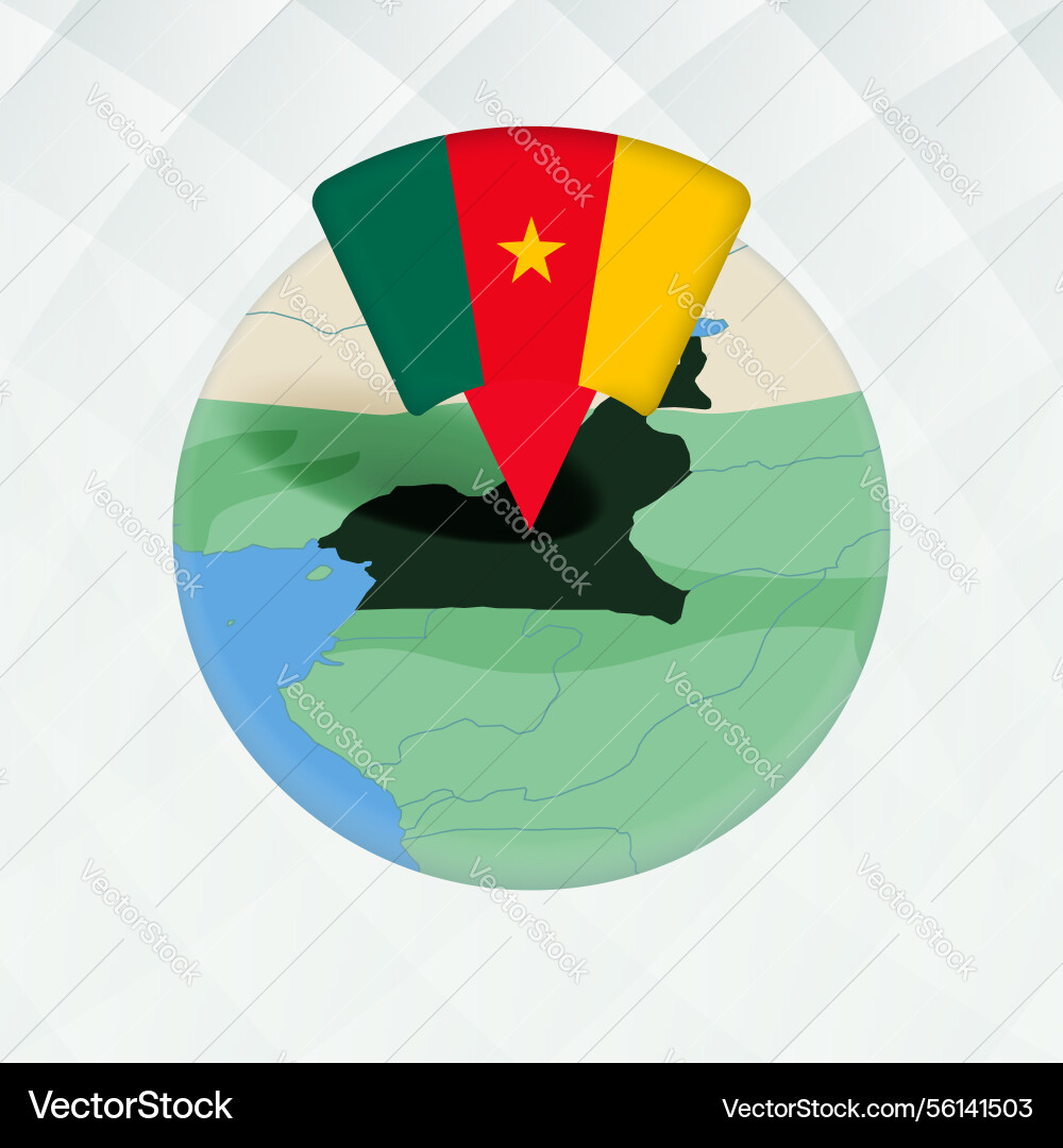 Cameroon map highlighted with flag marker Cameroon map highlighted with flag marker Vector Image
