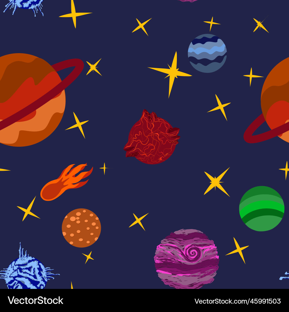 Cartoon planets colorful set of isolated objects Vector Image