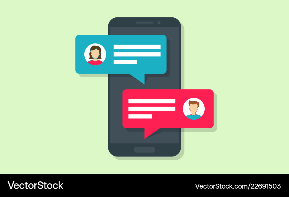 Chat message notifications in phone Chat message notifications in phone vector image