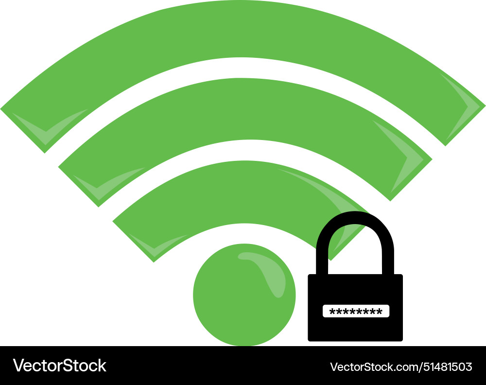 Green signal wifi padlock password internet access Vector Image