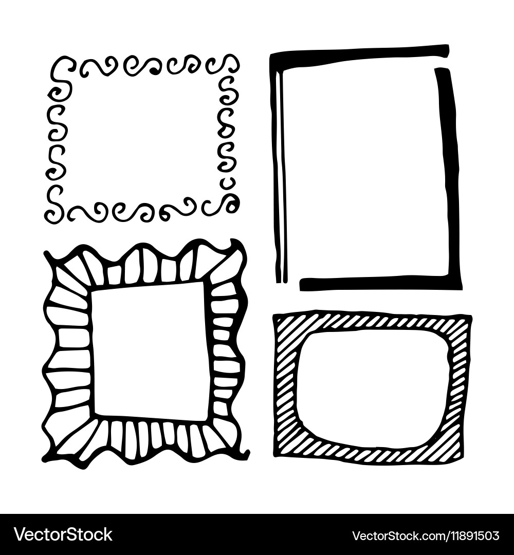 Hand drawn rectangle frames set vector image