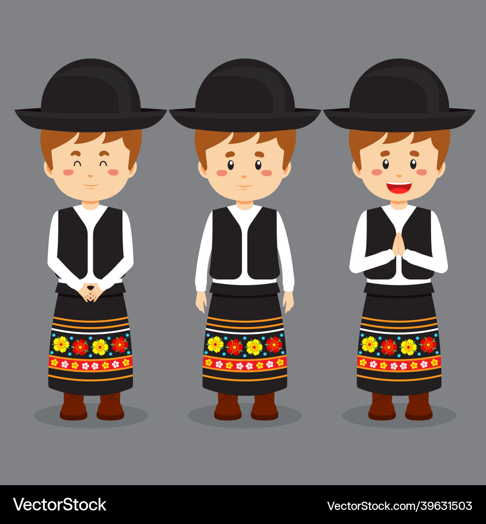 Hungary character with various expression Vector Image