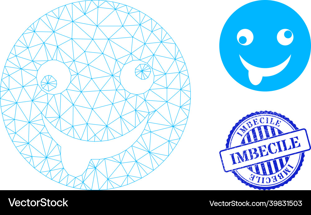 Imbecile distress rubber imprint and web net idiot Imbecile distress rubber imprint and web net idiot vector image