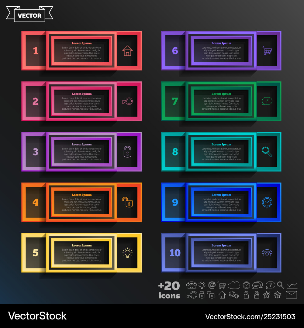 Infographic design list with colorful square Infographic design list with colorful square vector image