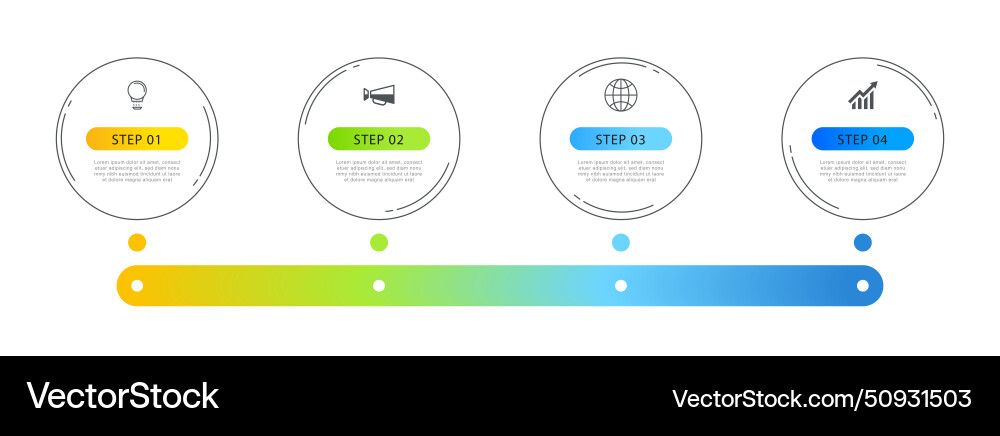 Infographics circle timeline with 4 number data vector image
