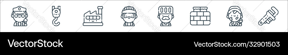 Labour day line icons linear set quality Labour day line icons linear set quality vector image