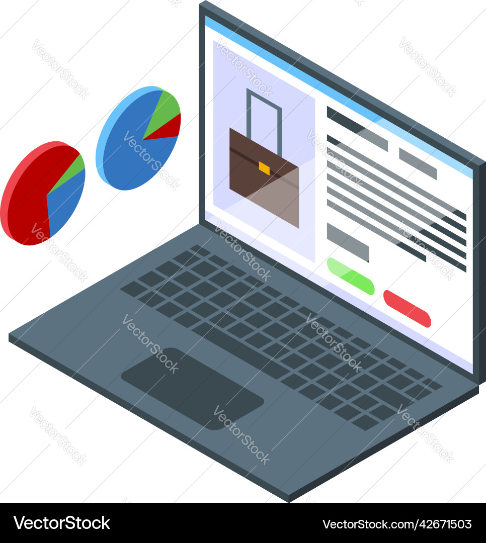Laptop data icon isometric software code vector image