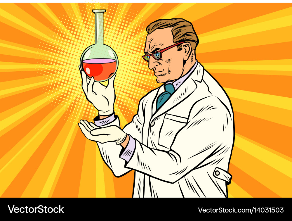 Scientist Examining Laboratory Flask vector image